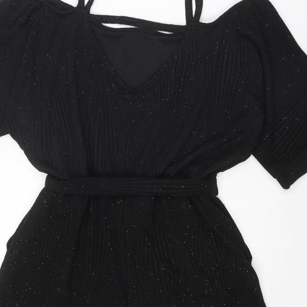Dorothy Perkins Womens Black Polyester Playsuit One-Piece Size 12 Pullover