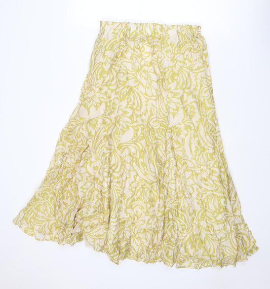Zara Womens Green Floral Cotton Maxi Skirt Size M