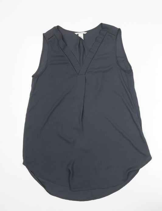 H&M Womens Grey Polyester Basic Tank Size 10 V-Neck
