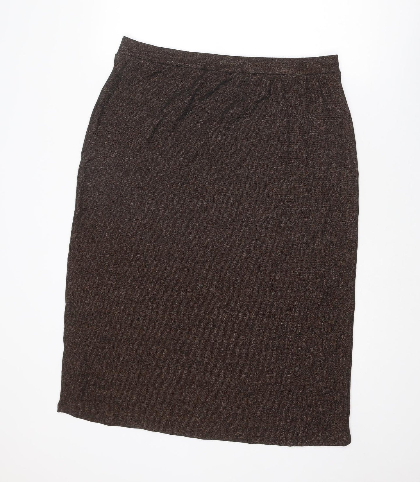 Marks and Spencer Womens Brown Cotton Straight & Pencil Skirt Size 16