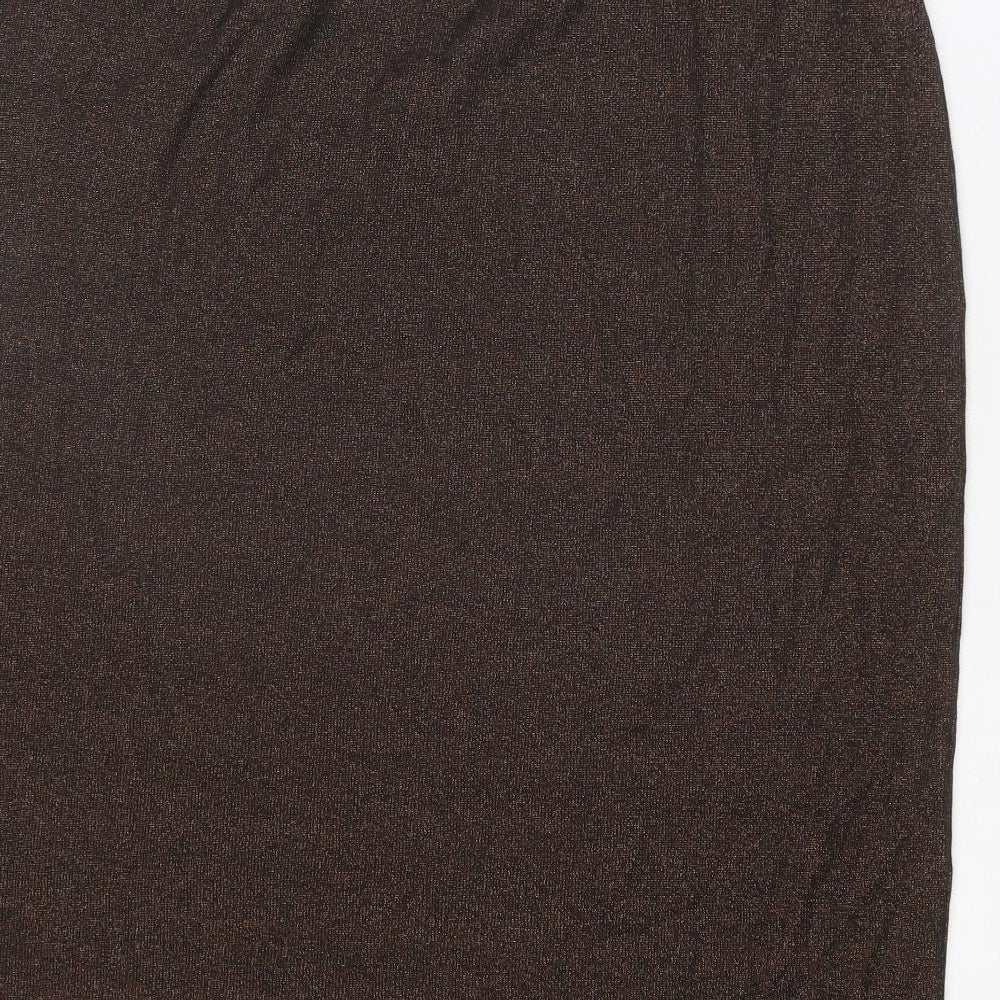 Marks and Spencer Womens Brown Cotton Straight & Pencil Skirt Size 16