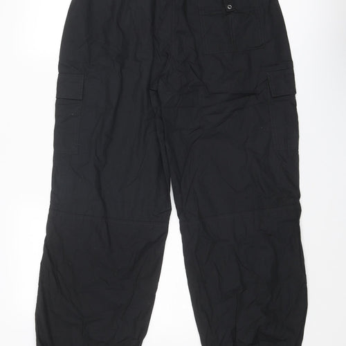 NEXT Womens Black Cotton Cargo Trousers Size S L29 in Regular Drawstring