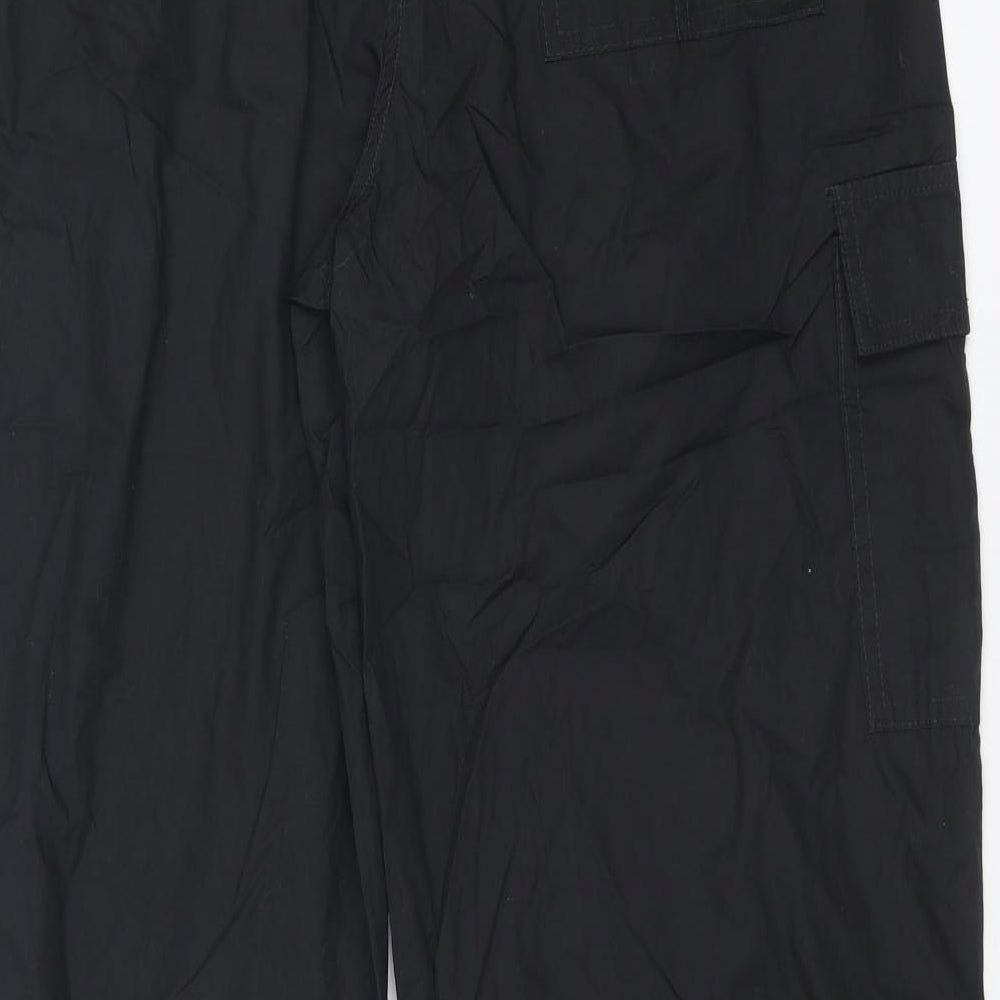NEXT Womens Black Cotton Cargo Trousers Size S L29 in Regular Drawstring