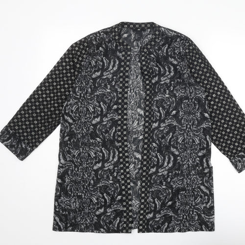 H&M Womens Black Geometric Polyester Kimono Blouse Size 8 V-Neck