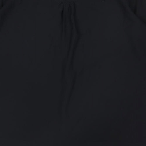 Polo Garage Womens Black Polyester Basic Blouse Size 10 V-Neck