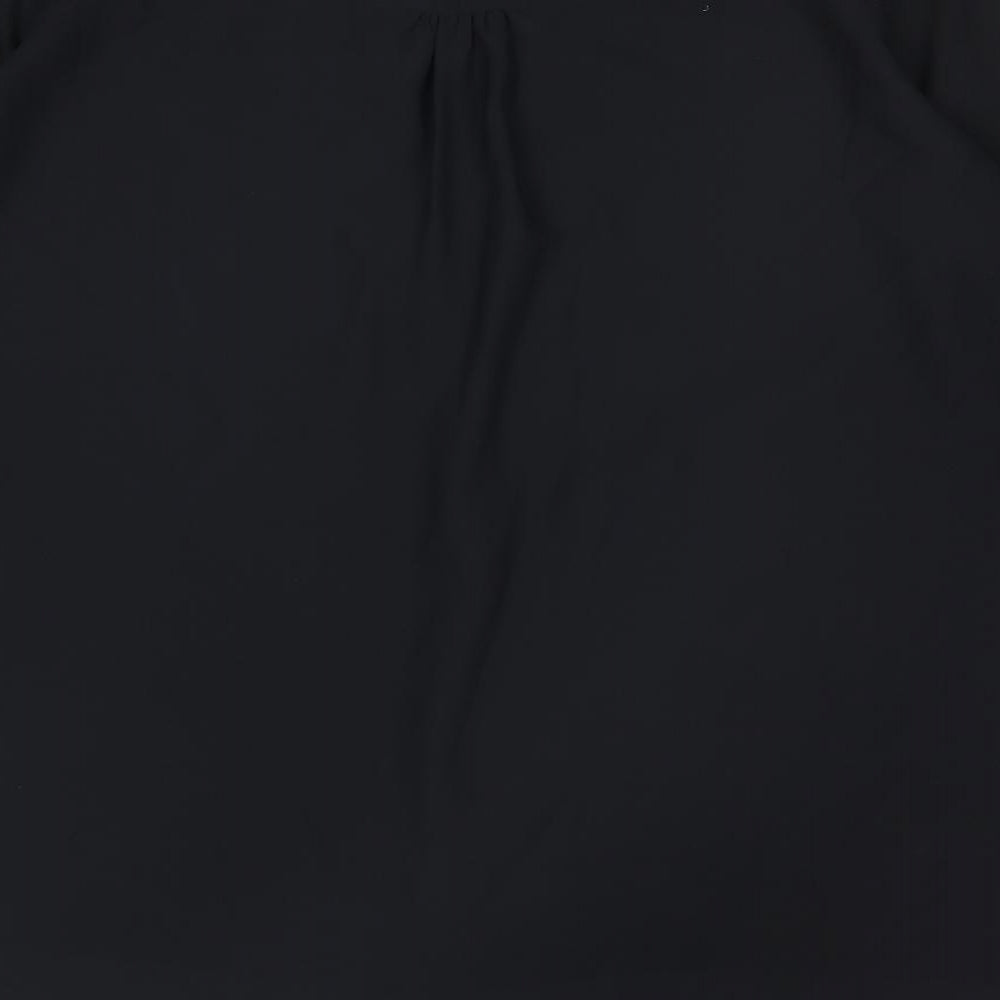 Polo Garage Womens Black Polyester Basic Blouse Size 10 V-Neck