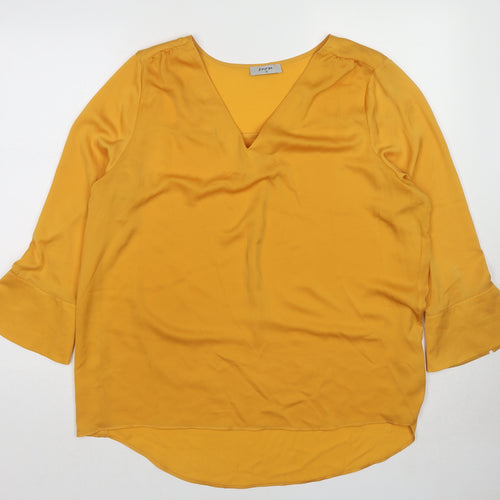 Soon Womens Yellow Polyester Basic Blouse Size 12 V-Neck