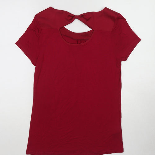 Laura Ashley Womens Pink Viscose Basic T-Shirt Size 12 Round Neck