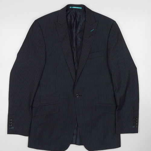 Urban Resistance Mens Blue Striped Polyester Jacket Suit Jacket Size 36 Regular