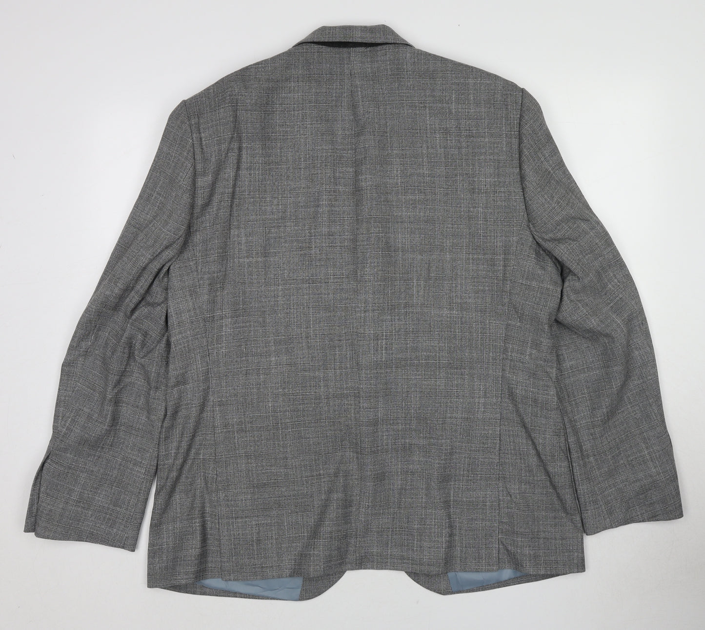 Marks and Spencer Mens Grey Plaid Polyester Jacket Suit Jacket Size 44 Regular