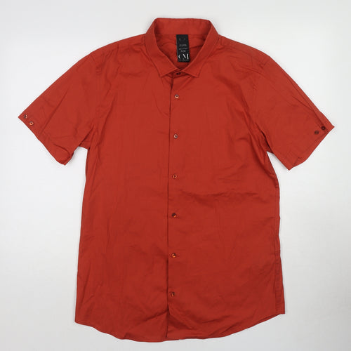 Cold Method Mens Red Cotton Button-Up Size XL Collared Button