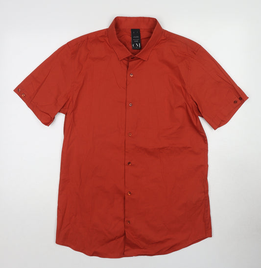 Cold Method Mens Red Cotton Button-Up Size XL Collared Button