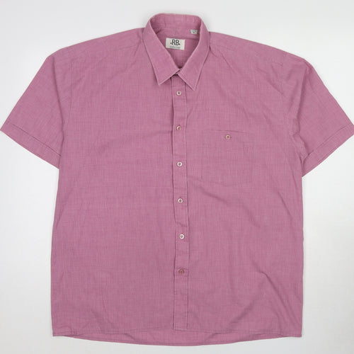 RB Collection Mens Pink Polyester Button-Up Size XL Collared Button