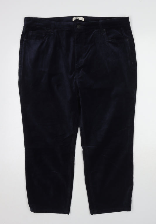 Marks and Spencer Womens Blue Cotton Trousers Size 18 L23 in Regular