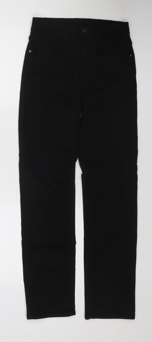 Massimo Dutti Womens Black Cotton Straight Jeans Size 6 L34 in Slim Zip