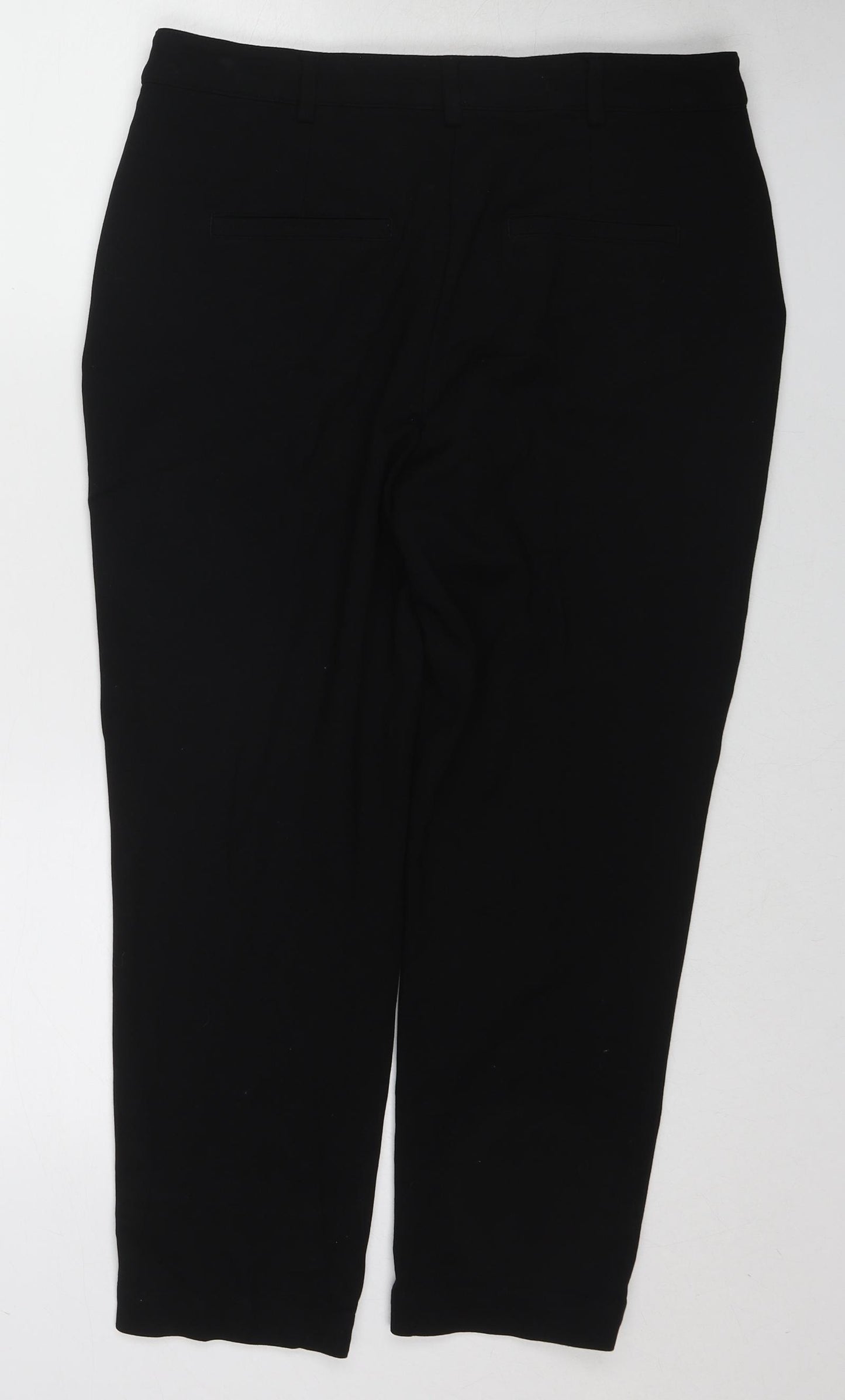 NEXT Womens Black Viscose Chino Trousers Size 16 L25 in Regular Zip