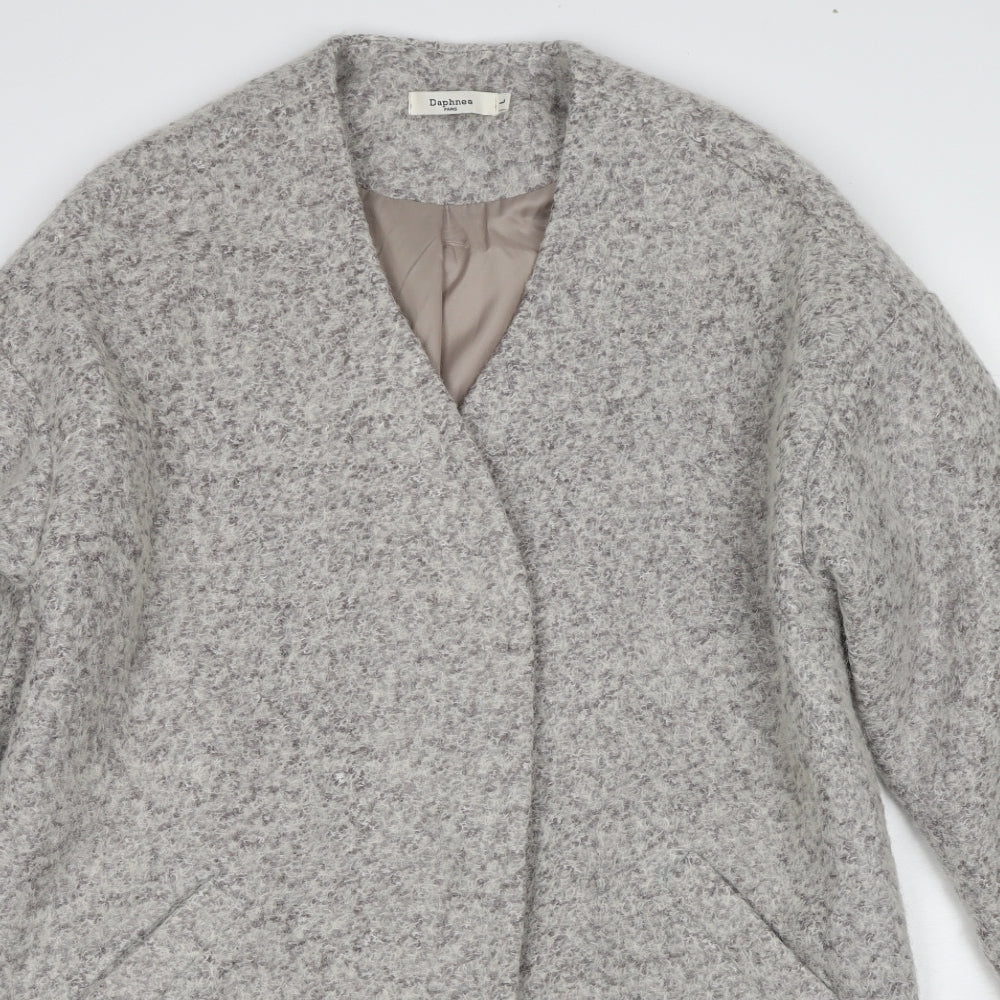 Daphnea Womens Grey Overcoat Coat Size L Button