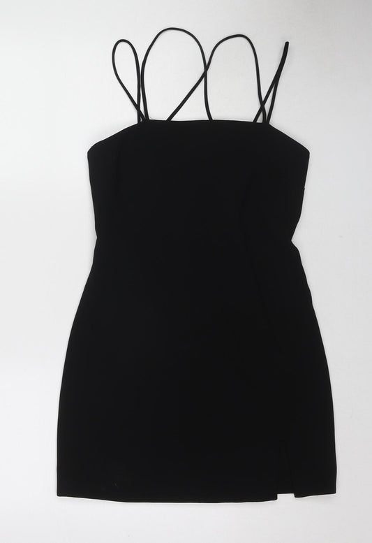 Zara Womens Black Polyester Mini Size XS Square Neck Zip
