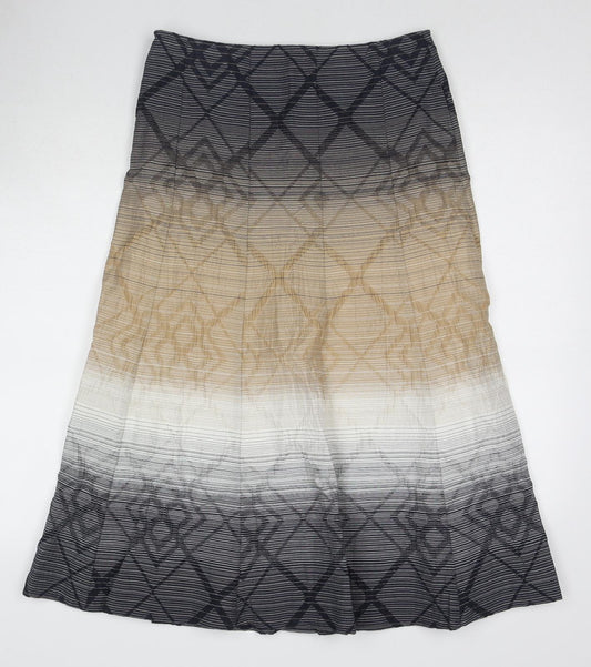 Per Una Womens Multicoloured Geometric Cotton A-Line Skirt Size 10 Zip