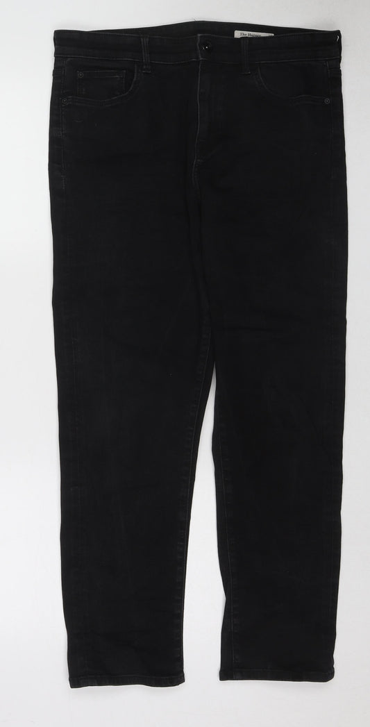 Marks and Spencer Womens Black Cotton Straight Jeans Size 12 L26 in Regular Button