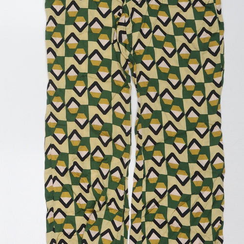 Zara Womens Multicoloured Geometric Polyester Trousers Size M L30 in Regular Zip