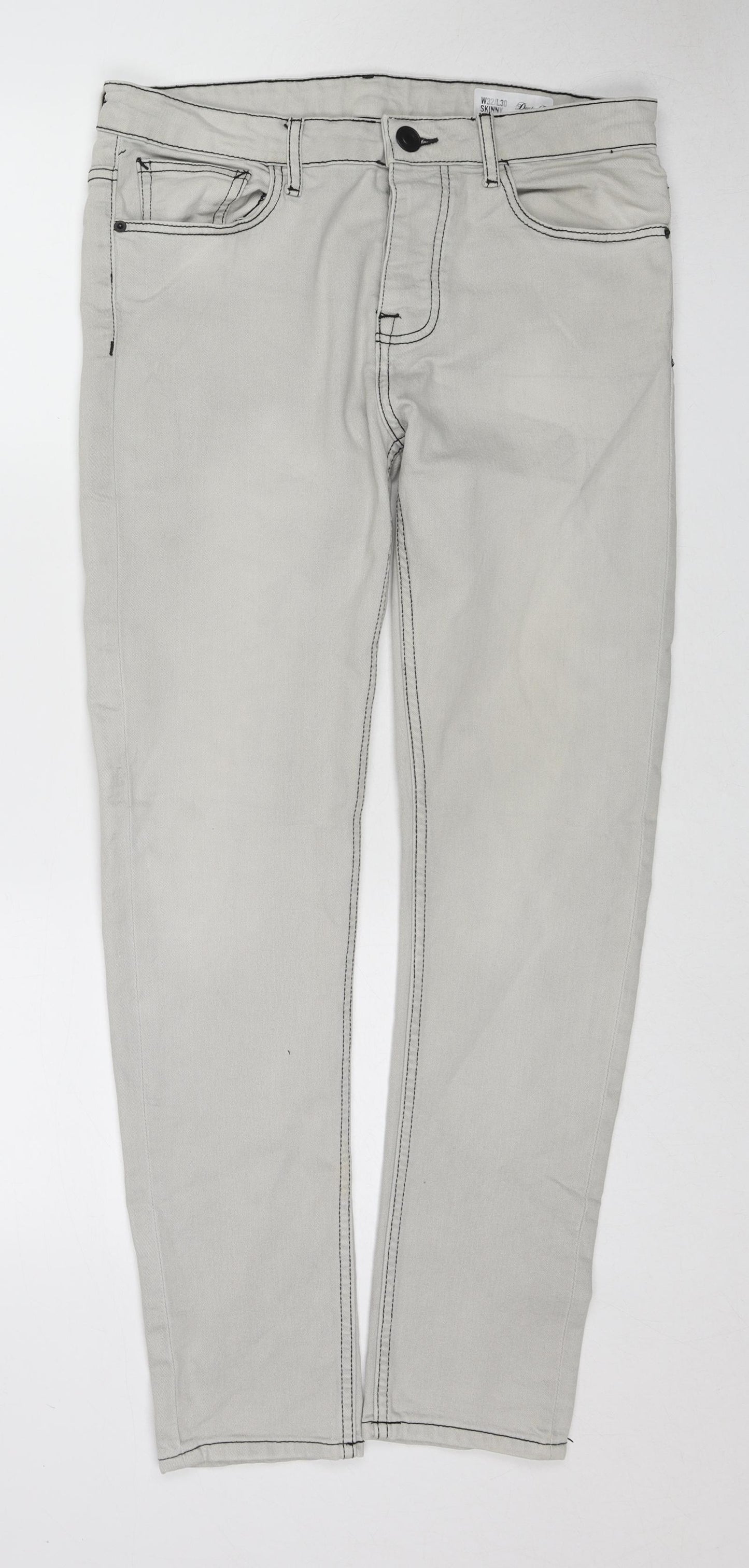 Denim & Co. Mens Grey Cotton Skinny Jeans Size 32 in L30 in Regular Zip