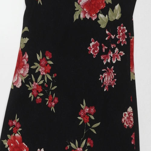 NEXT Womens Black Floral Polyester Tank Dress Size 12 V-Neck Pullover