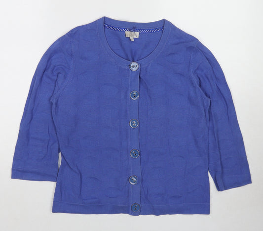 Country Casuals Womens Blue Round Neck Cotton Cardigan Jumper Size M