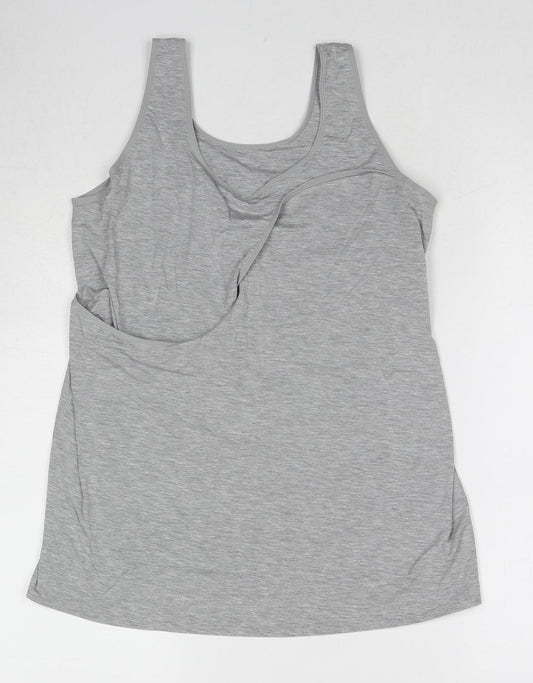 Marks and Spencer Womens Grey Cotton Basic Tank Size 20 Round Neck