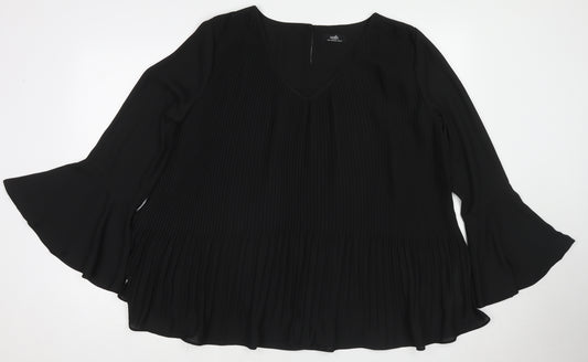 Wallis Womens Black Polyester Basic Blouse Size M Round Neck