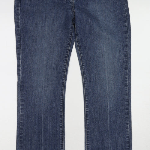 Wallis Womens Blue Cotton Straight Jeans Size 12 L29 in Regular Zip