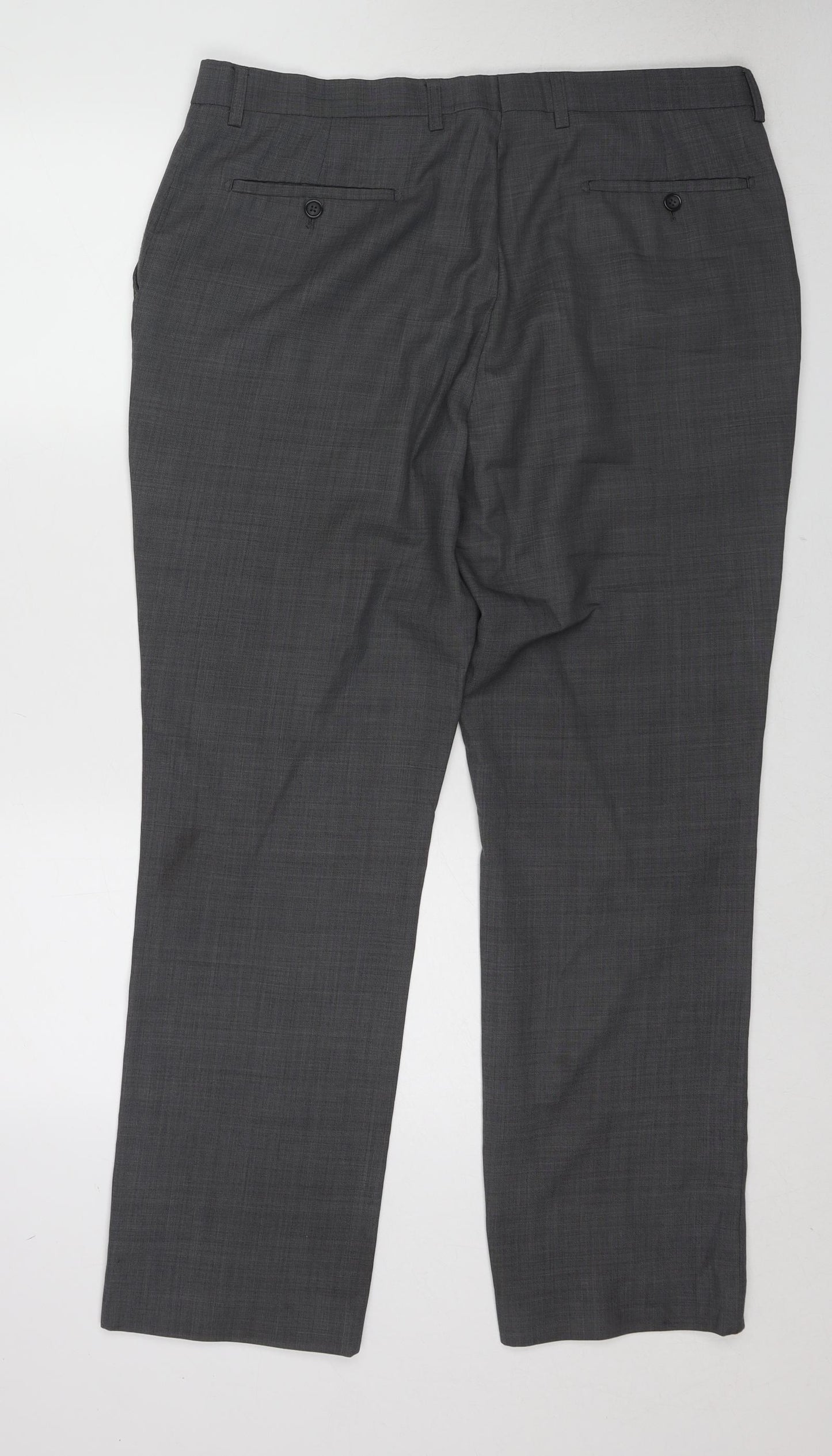 Aspen & Court Mens Grey Wool Dress Pants Trousers Size 38 in L30 in Regular Zip
