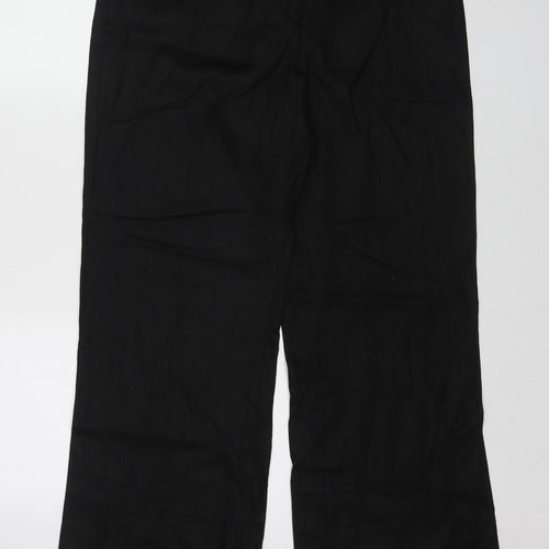 Debenhams Womens Black Linen Trousers Size 14 Regular Zip