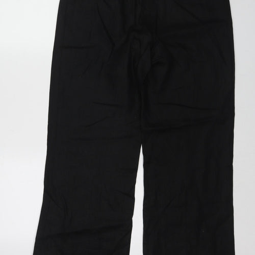 Debenhams Womens Black Linen Trousers Size 14 Regular Zip
