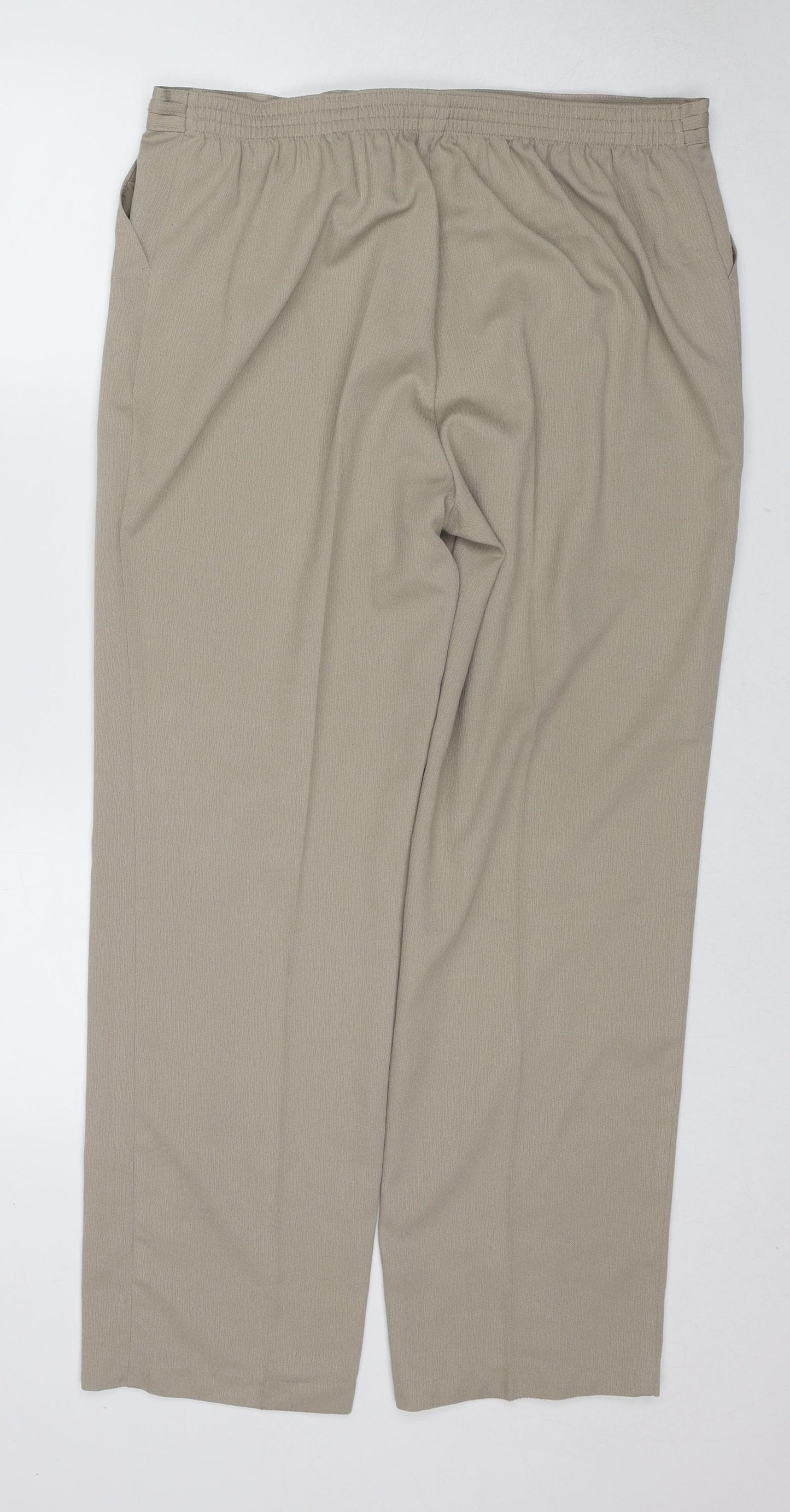 Marks and Spencer Womens Beige Polyester Trousers Size 16 Regular