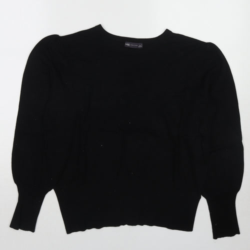 Marks and Spencer Womens Black Round Neck Viscose Pullover Jumper Size L