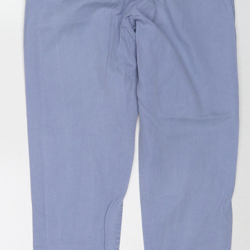 Marks and Spencer Womens Blue Cotton Chino Trousers Size 10 L28 in Regular Zip