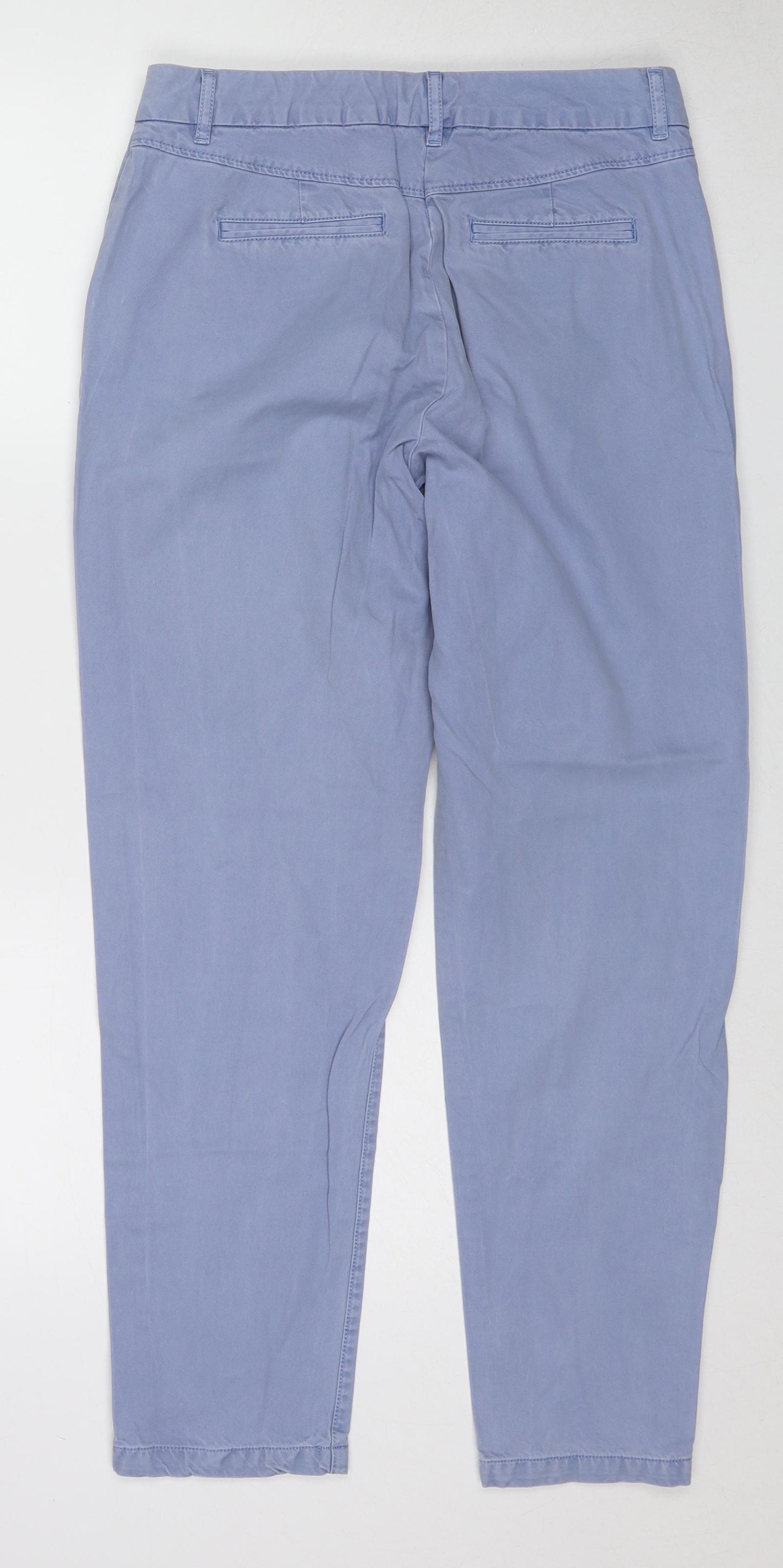 Marks and Spencer Womens Blue Cotton Chino Trousers Size 10 L28 in Regular Zip