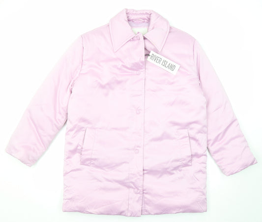 River Island Womens Pink Jacket Size S Snap