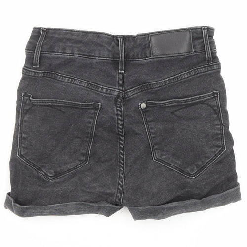 H&M Womens Black Cotton Boyfriend Shorts Size 6 Regular Zip