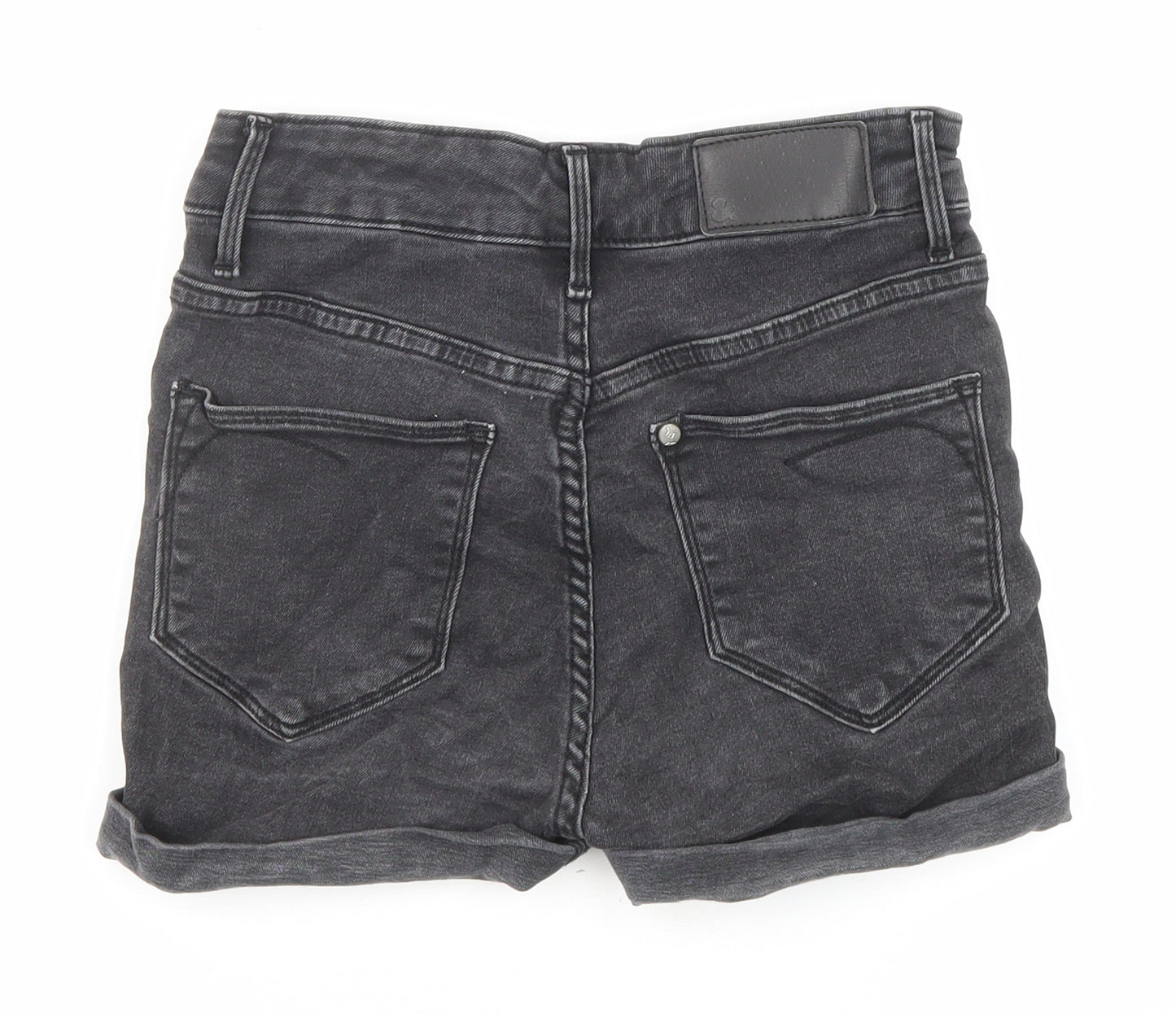 H&M Womens Black Cotton Boyfriend Shorts Size 6 Regular Zip