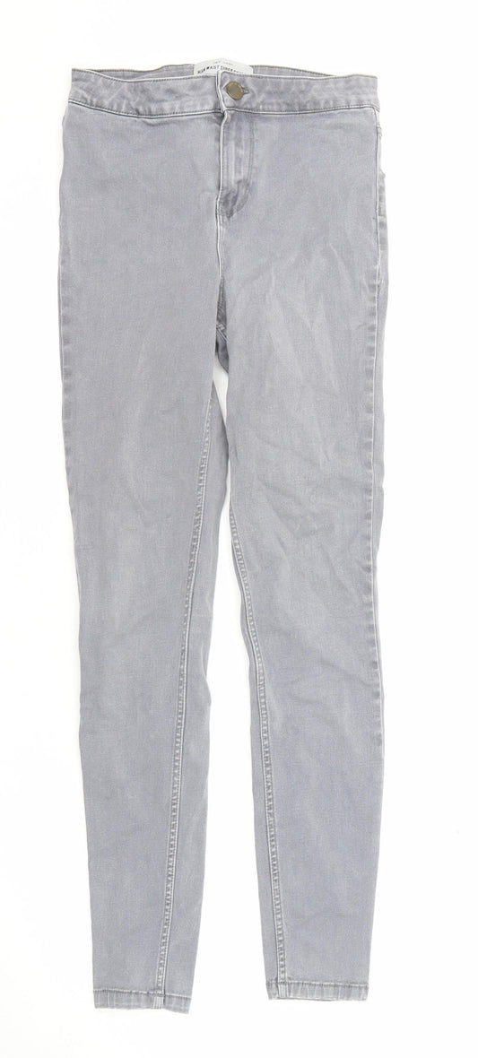 New Look Womens Grey Cotton Skinny Jeans Size 8 L28 in Regular Zip