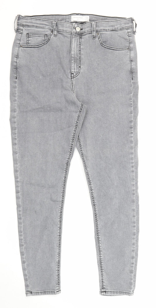 Topshop Womens Grey Cotton Skinny Jeans Size 34 in L32 in Regular Zip