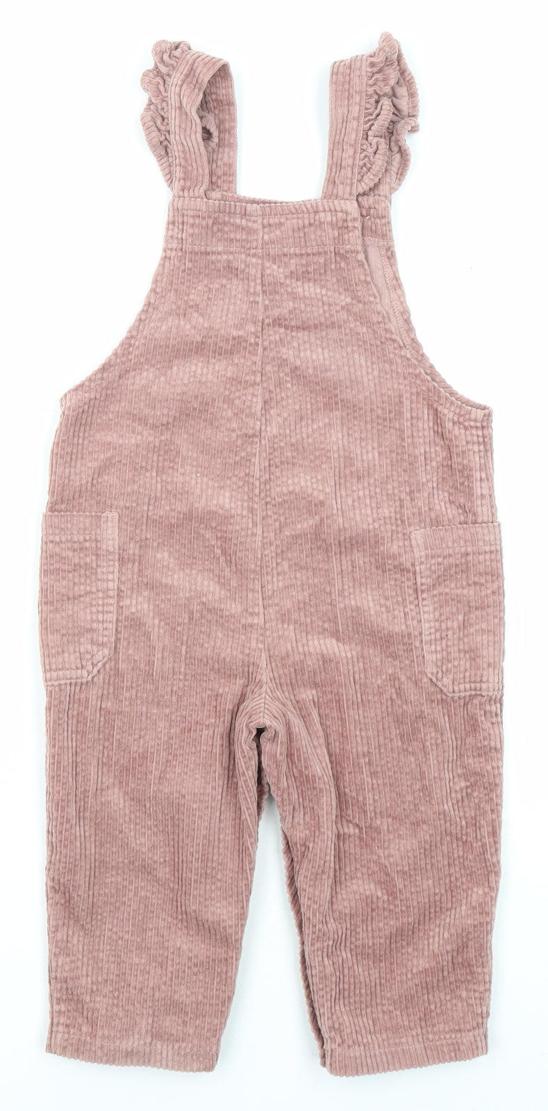 NEXT Girls Pink Cotton Dungaree One-Piece Size 18-24 Months Snap