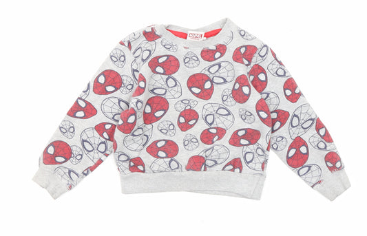 Marvel Boys Grey Geometric Cotton Pullover Sweatshirt Size 4-5 Years Pullover - Spider-Man