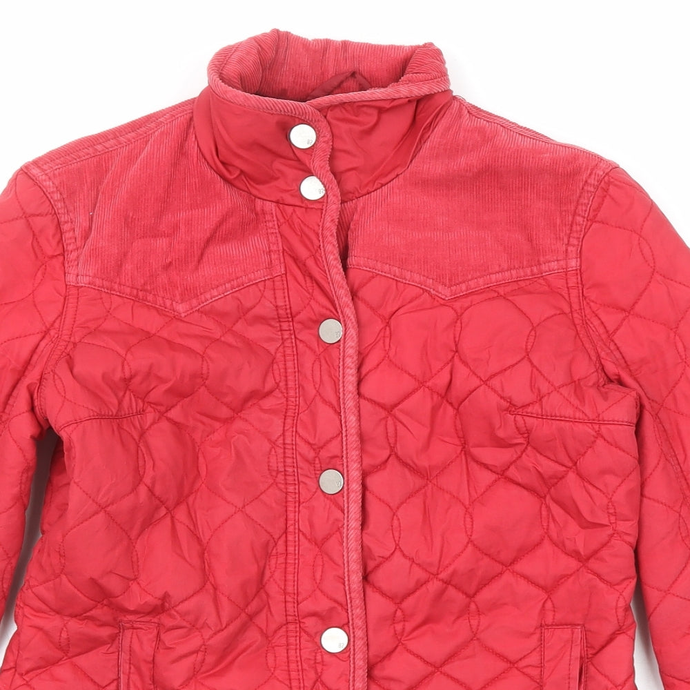 NEXT Womens Red Quilted Jacket Size 6 Snap