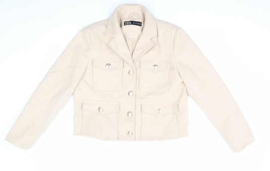 Zara Womens Beige Jacket Size L Button