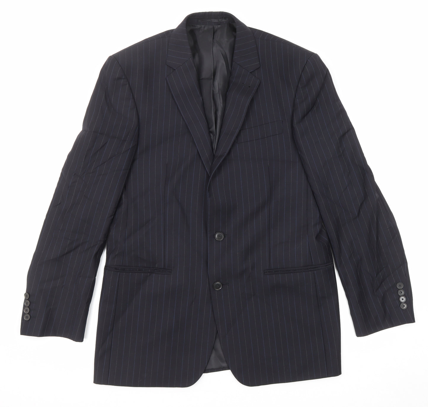 NEXT Mens Blue Striped Wool Jacket Suit Jacket Size 40 Regular