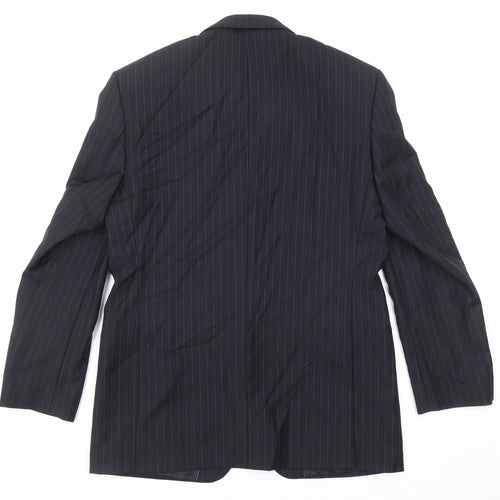 NEXT Mens Blue Striped Wool Jacket Suit Jacket Size 40 Regular