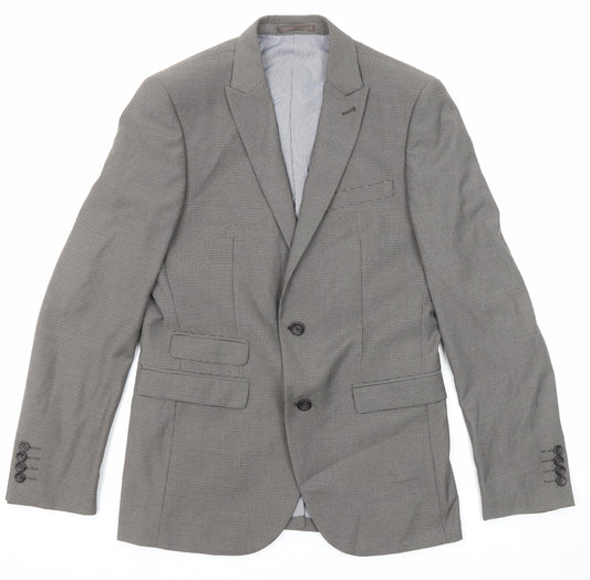 NEXT Mens Grey Geometric Polyester Jacket Blazer Size 38 Regular
